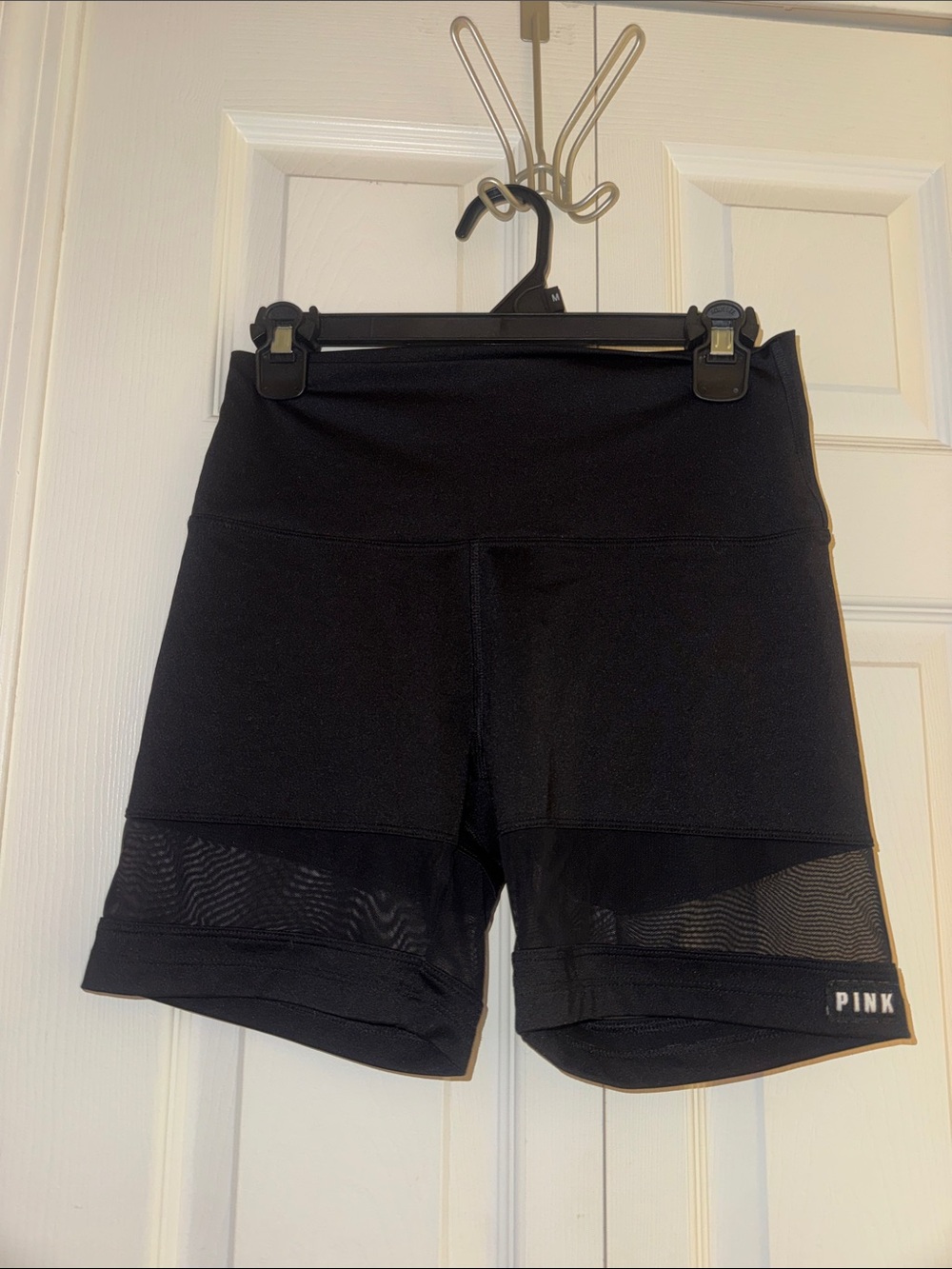 PINK Victoria's Secret Black High-Waist Mesh-Band Bike Shorts